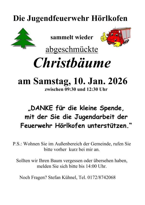 Christbaumsammeln der Jugendfeuerwehr 2026